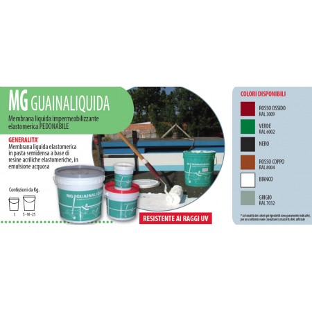 MG GUAINA LIQUIDA IMPERMEABILIZZANTE ELASTOMERICA PEDONABILE