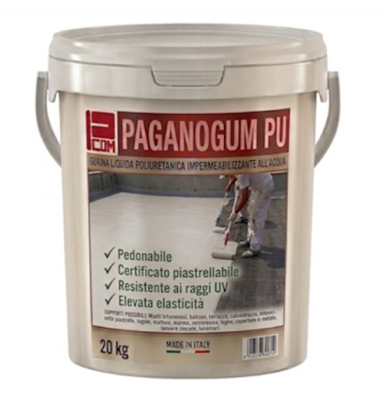 PAGANOGUM PU GUAINA POLIURETANICA PEDONABILE RESISTE AI RISTAGNI PIASTRELLABILE CERTIFICATA